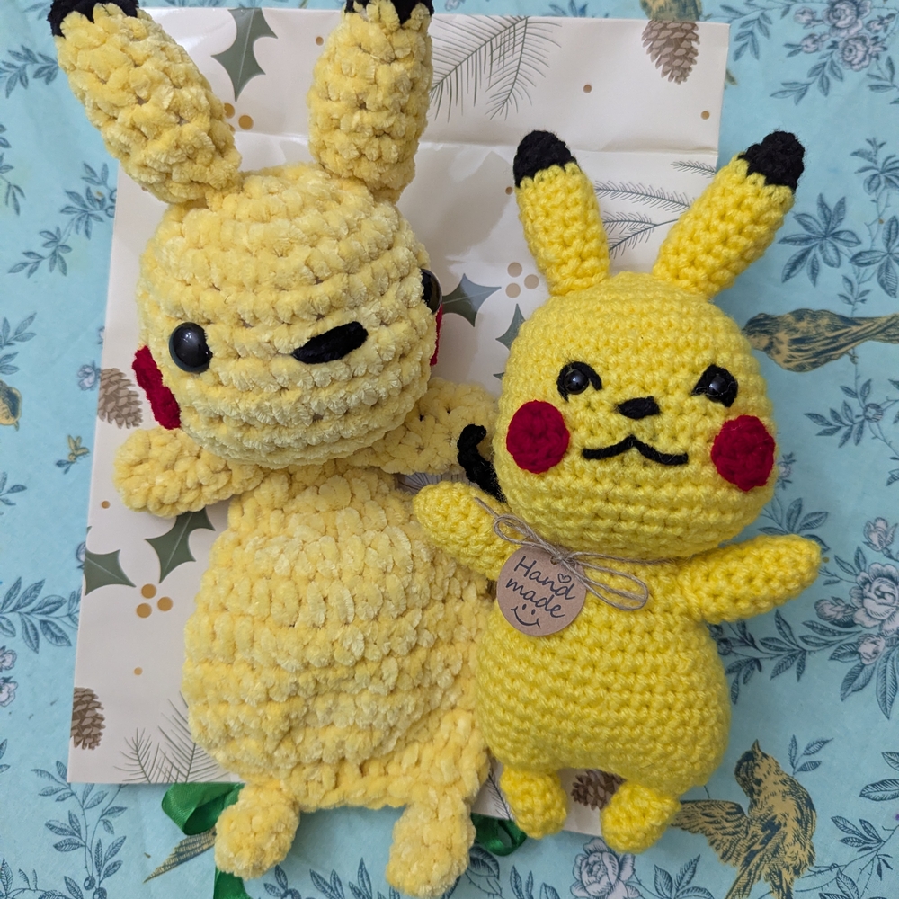 Handmade Crochet Pokemon Pikachu lot of Two!
